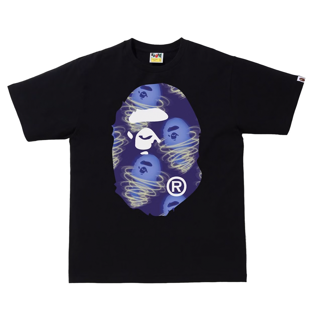 Bape Ape Face Blue Ghost Glow Tee Black | Hype Vault