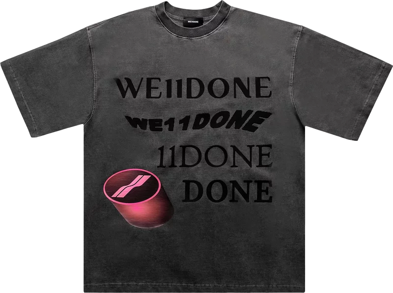 We11done Washed Logo T-Shirt Charcoal | Hype Vault Kuala Lumpur