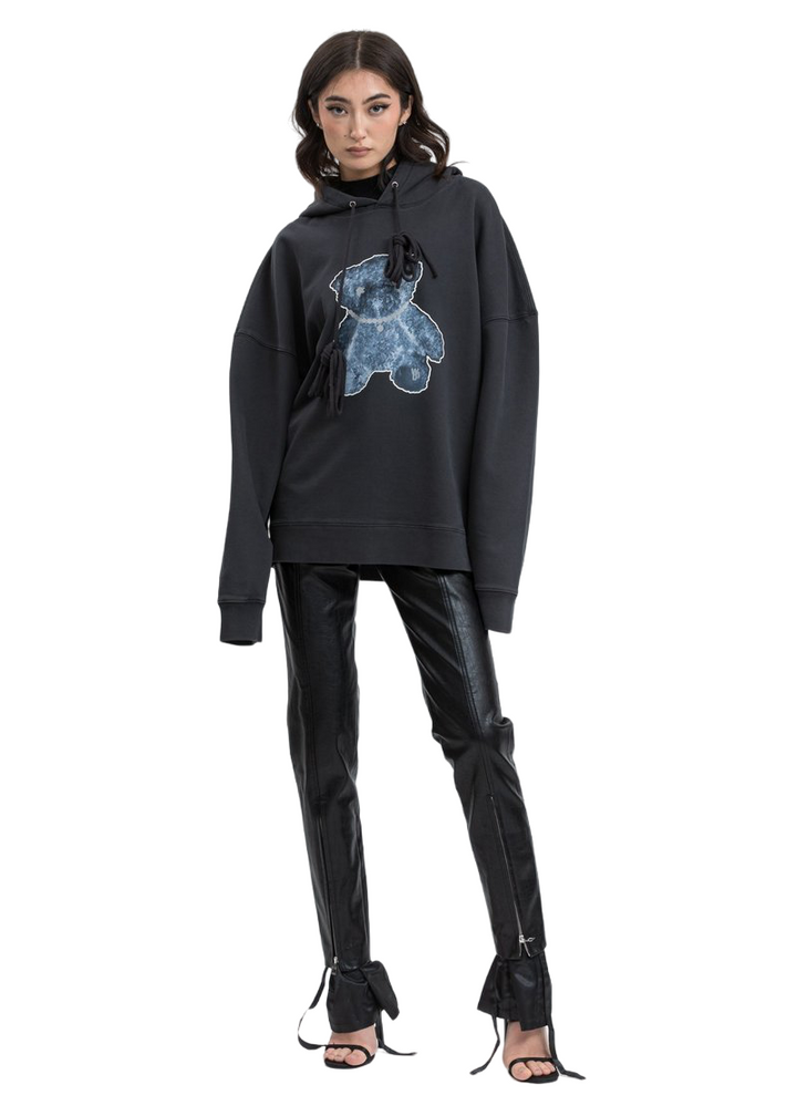 We11done Pearl Necklace Teddy Hoodie Charcoal | Hype Vault Kuala Lumpur