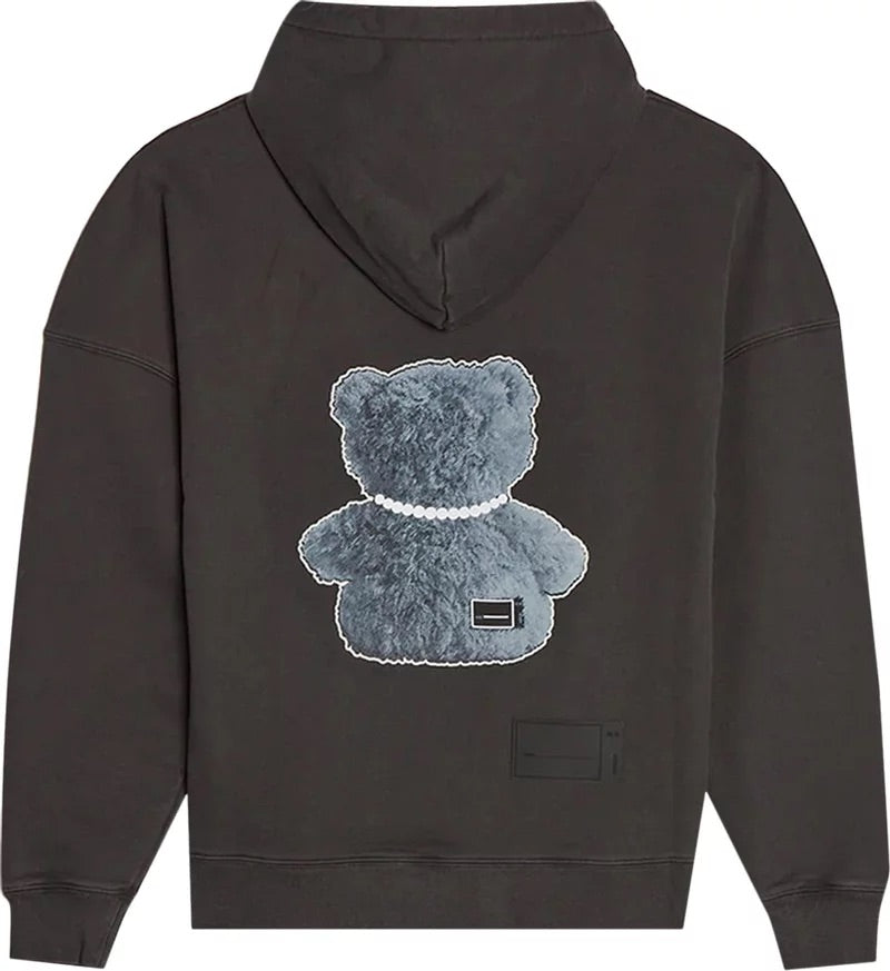 We11done Pearl Necklace Teddy Hoodie Charcoal | Hype Vault Kuala Lumpur