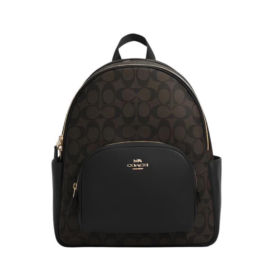 Coach Court Backpack In Signature Canvas Brown/Black | Hype Vault