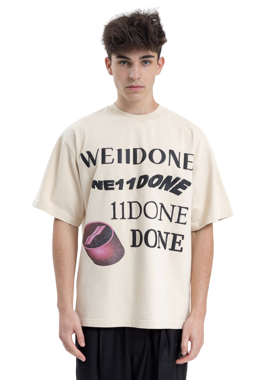We11done Washed Logo T-Shirt Ivory | Hype Vault Kuala Lumpur
