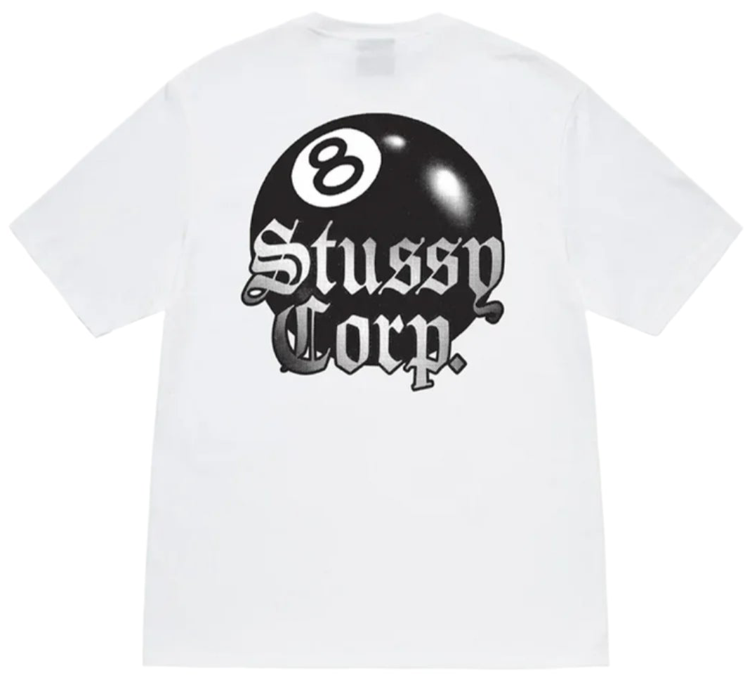 Stussy 8 Ball Corp. Tee White | Hype Vault Kuala Lumpur | Asia's Top Trusted High-End Sneakers and Streetwear Store