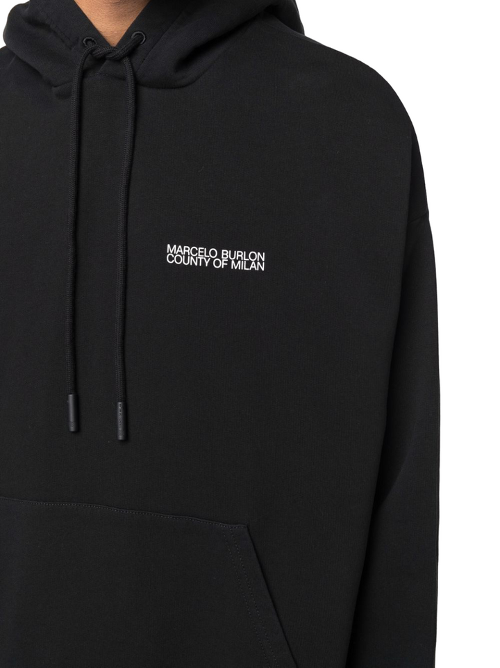 Marcelo Burlon Tempera Cross Over Hoodie Black White | Hype Vault Kuala Lumpur