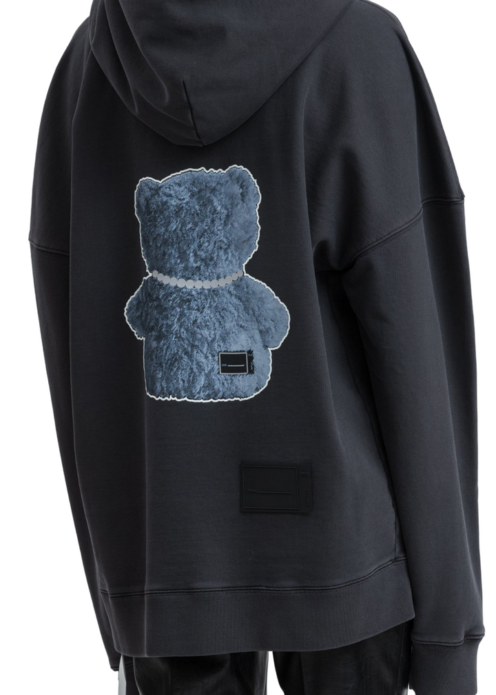 We11done Pearl Necklace Teddy Hoodie Charcoal | Hype Vault Kuala Lumpur