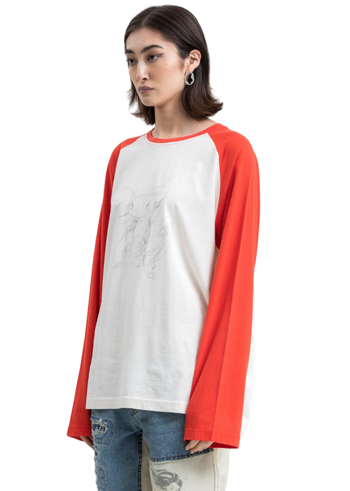 We11done Red Monster Long Sleeve Raglan T-Shirt | Hype Vault Kuala Lumpur