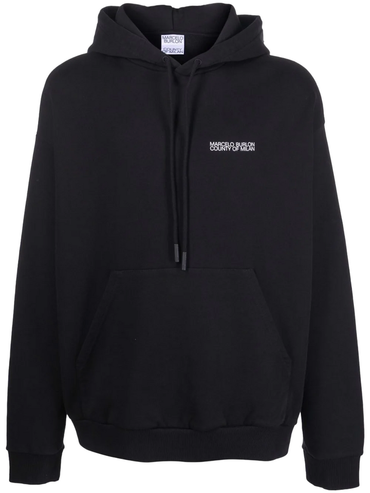 Marcelo Burlon Tempera Cross Over Hoodie Black White | Hype Vault Kuala Lumpur