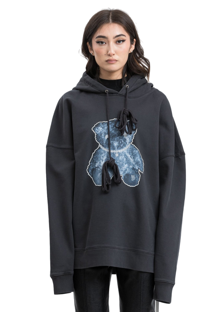 We11done Pearl Necklace Teddy Hoodie Charcoal | Hype Vault Kuala Lumpur