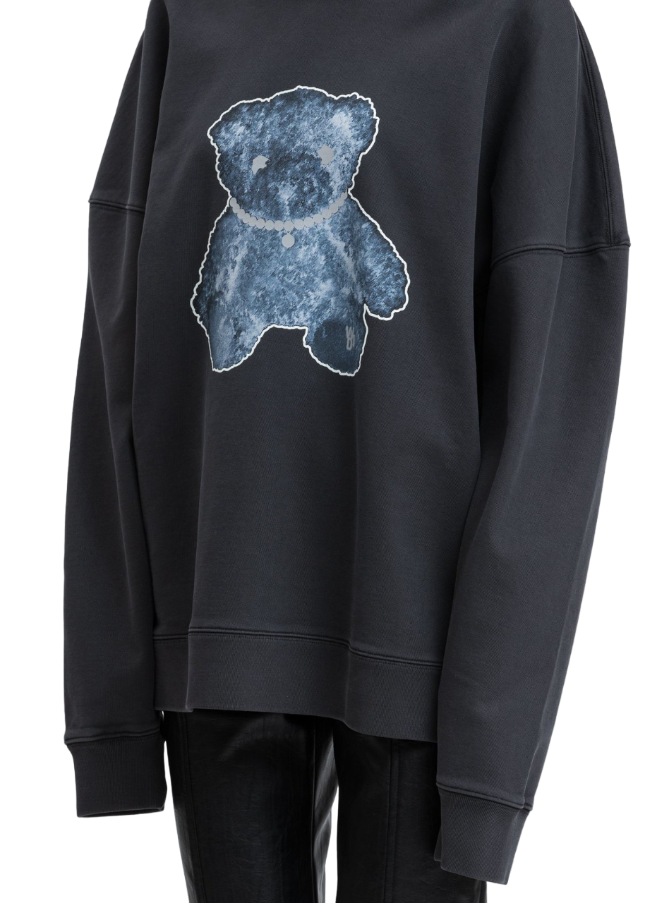 We11done Pearl Necklace Teddy Hoodie Charcoal | Hype Vault Kuala Lumpur