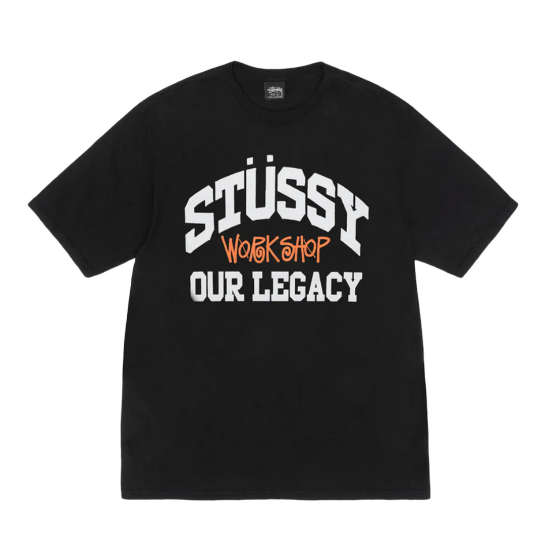 Stussy x Our Legacy Work Shop Collegiate Pigment Dyed Tee Black | Hype Vault
