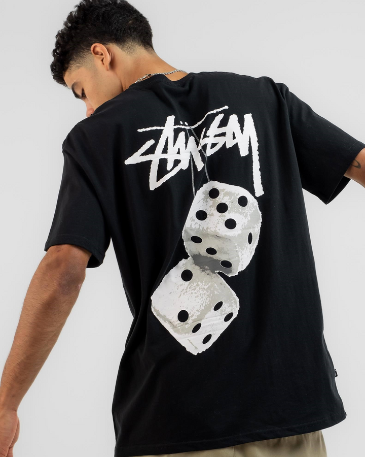 Stussy Fuzzy Dice Tee Black | Hype Vault Kuala Lumpur | Asia's Top Trusted High-End Sneakers and Streetwear Store