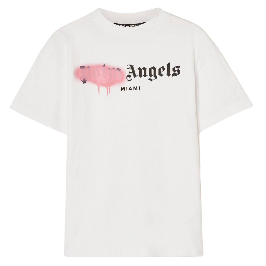 Palm Angels Miami Sprayed Logo Tee White | Hype Vault Kuala Lumpur | Asia's Top Trusted High-End Sneakers and Streetwear Store