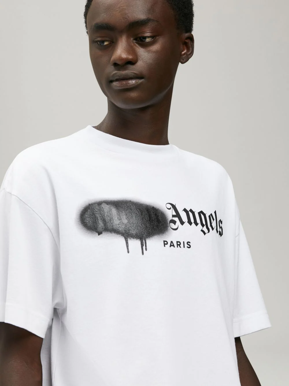 Palm Angels Paris Sprayed Logo Tee White | Hype Vault Kuala Lumpur | Asia's Top Trusted High-End Sneakers and Streetwear Store