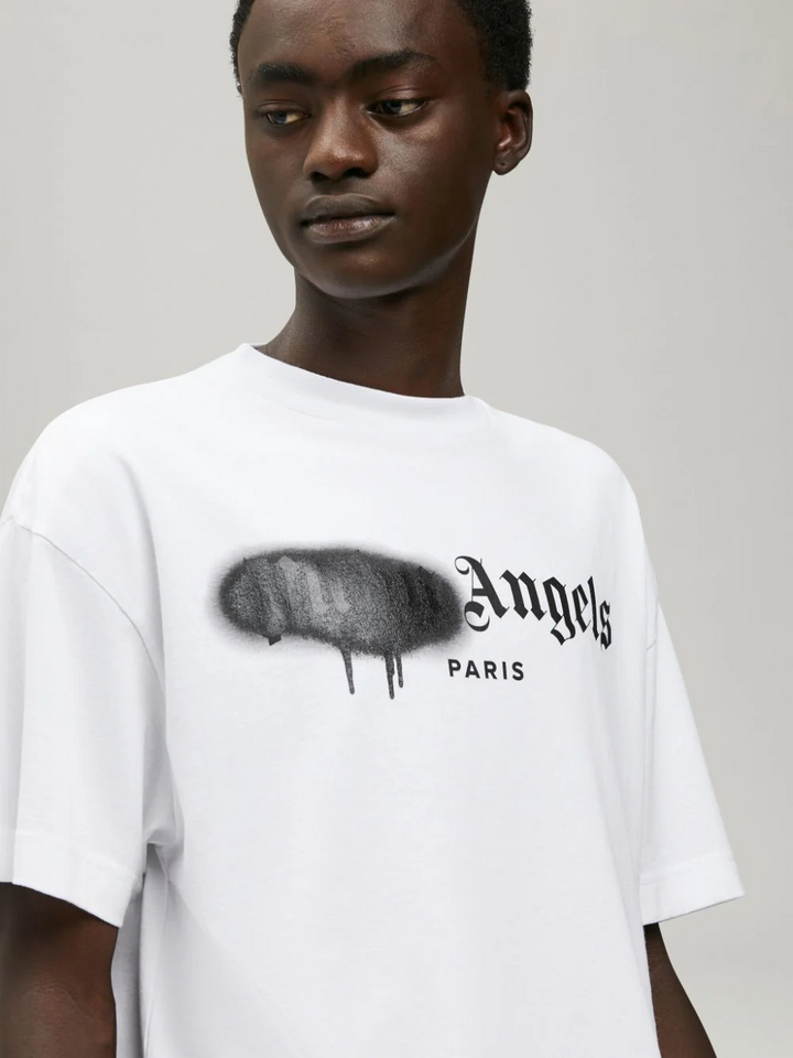 Palm Angels Paris Sprayed Logo Tee White | Hype Vault Kuala Lumpur | Asia's Top Trusted High-End Sneakers and Streetwear Store