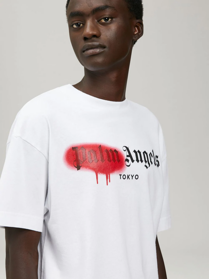 Palm Angels Tokyo Sprayed Logo Tee White | Hype Vault Kuala Lumpur | Asia's Top Trusted High-End Sneakers and Streetwear Store