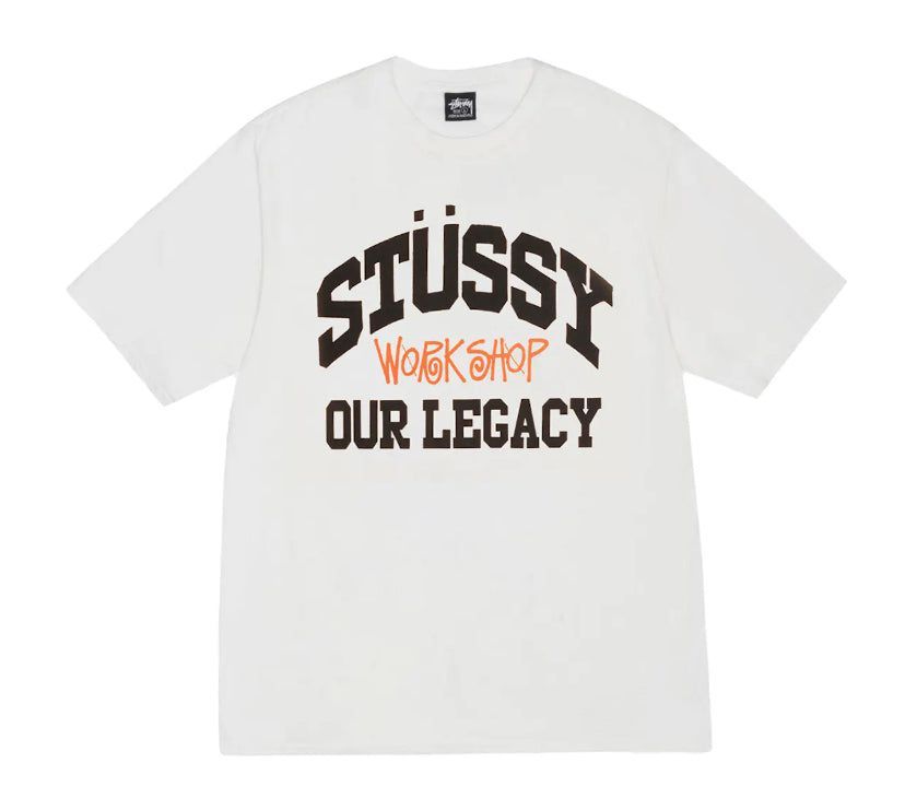 Stussy x Our Legacy Work Shop Collegiate Pigment Dyed Tee White | Hype Vault