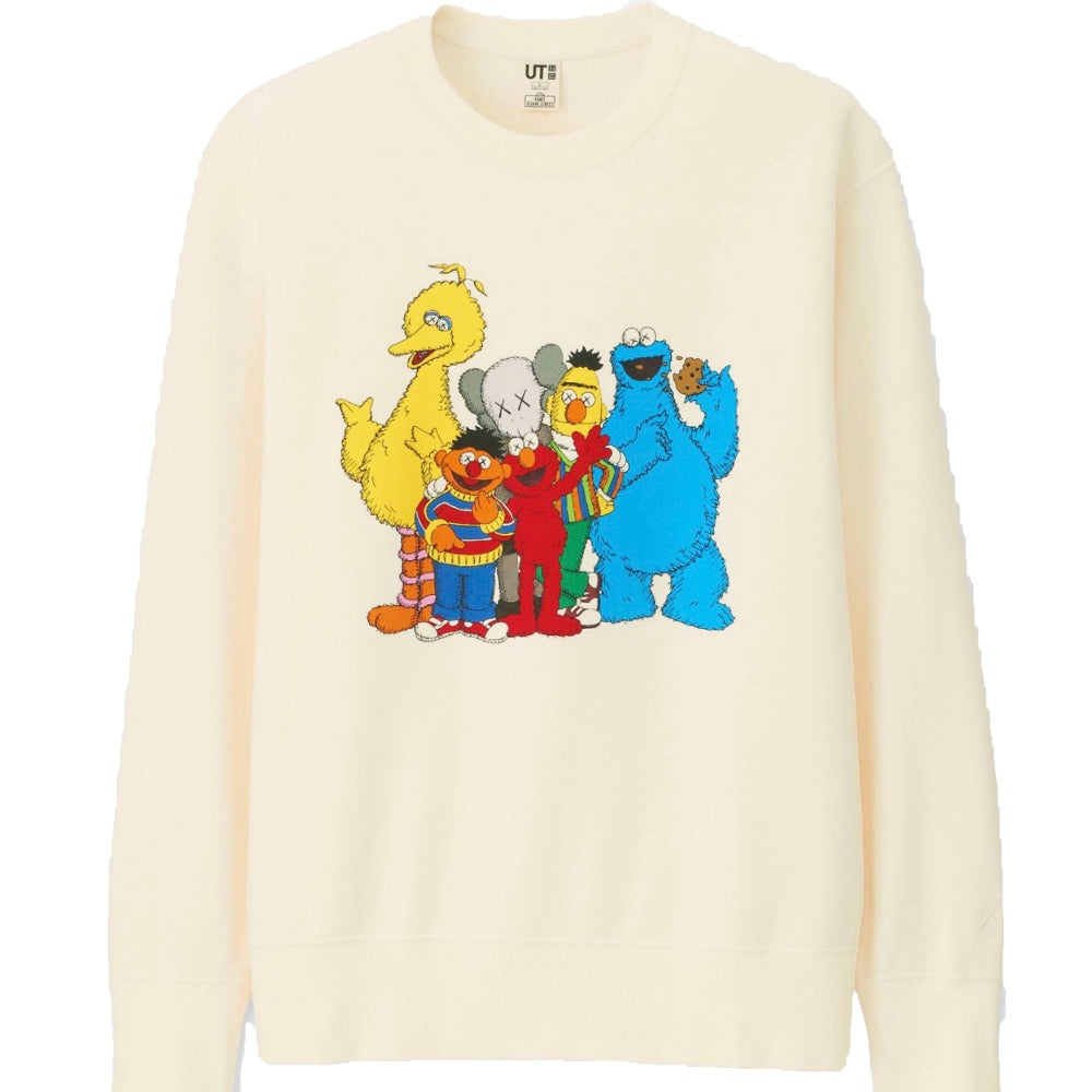 KAWS x Uniqlo x Sesame Street Group Sweatshirt Natural | Hype Vault Malaysia