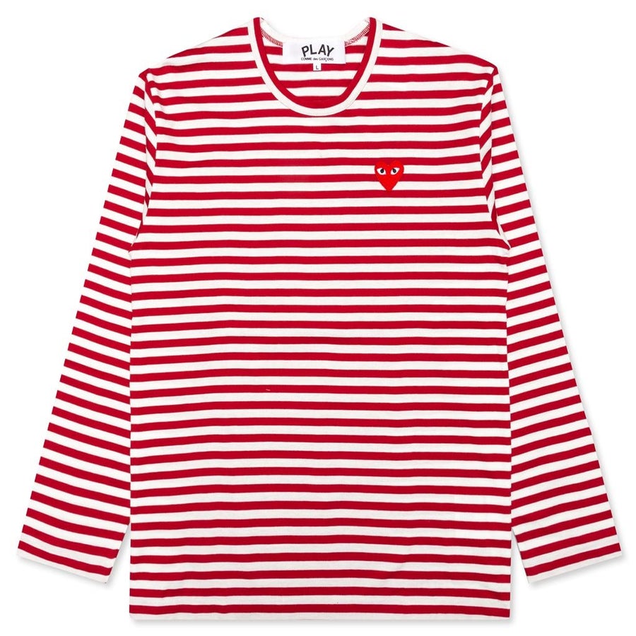 Comme Des Garcons Play Striped L/S T-Shirt Red/White – Hype Vault
