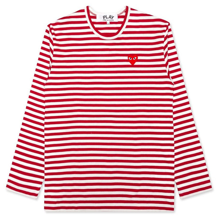 Comme Des Garcons Play Striped L/S T-Shirt Red/White (Size S)