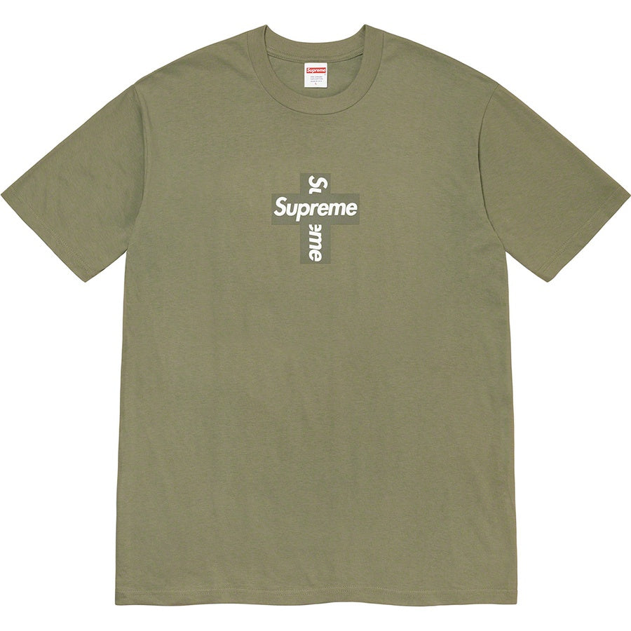 Supreme Cross Box Logo Tee White Light Olive (Size M) FW20 – Hype