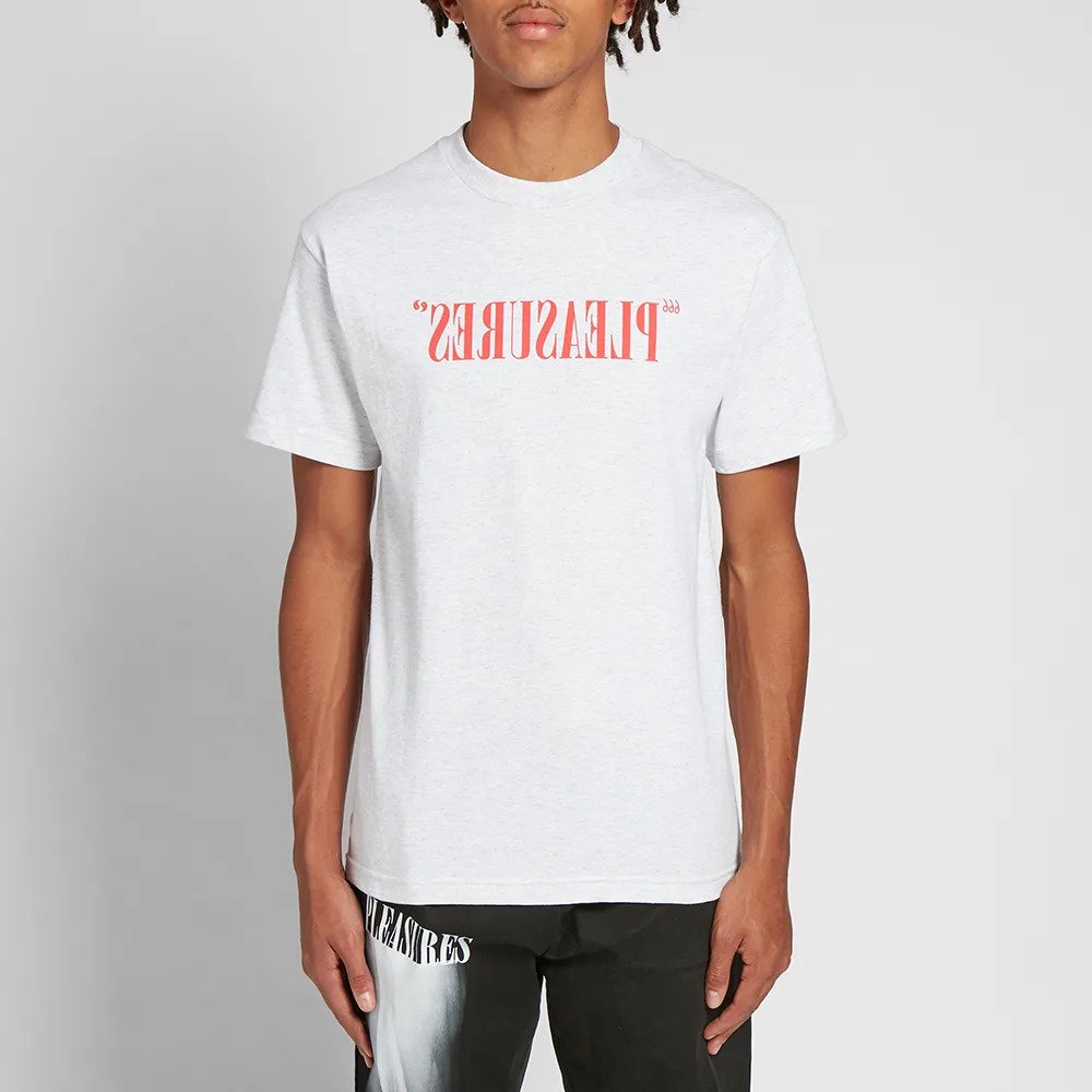 PLEASURES Flipped Logo Tee Ash Grey (Size L)