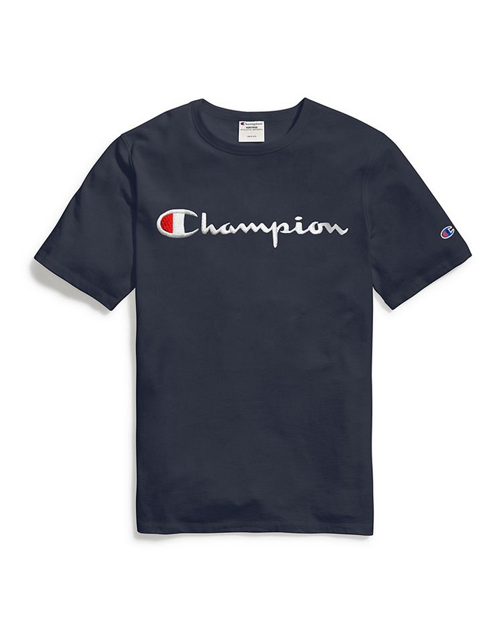 Champion Embroidered Big Script T-Shirt Navy - Hype Vault