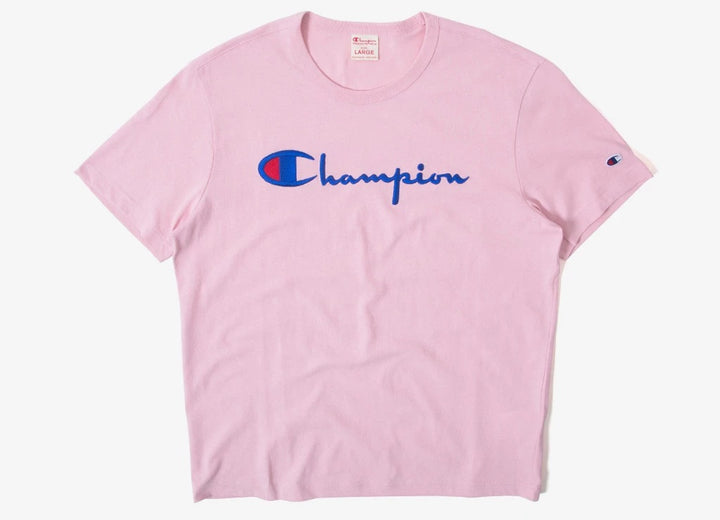 Champion Embroidered Big Script T-Shirt Pink - Hype Vault