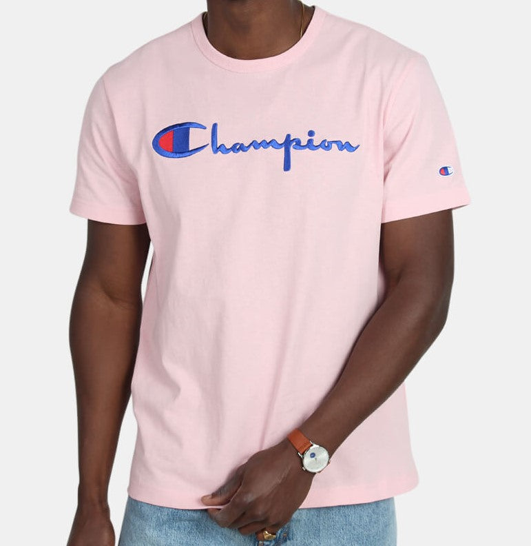 Champion Embroidered Big Script T-Shirt Pink - Hype Vault 