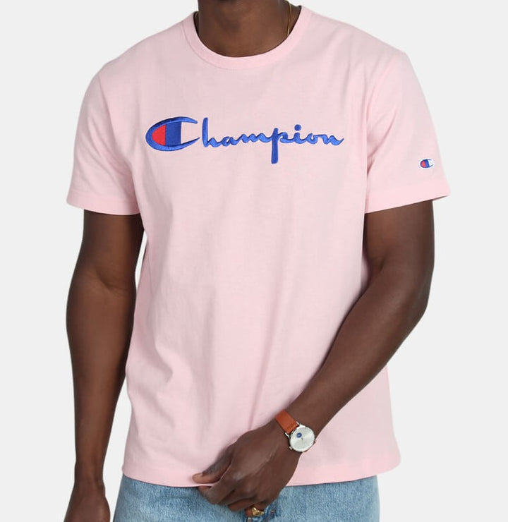 Champion Embroidered Big Script T-Shirt Pink - Hype Vault
