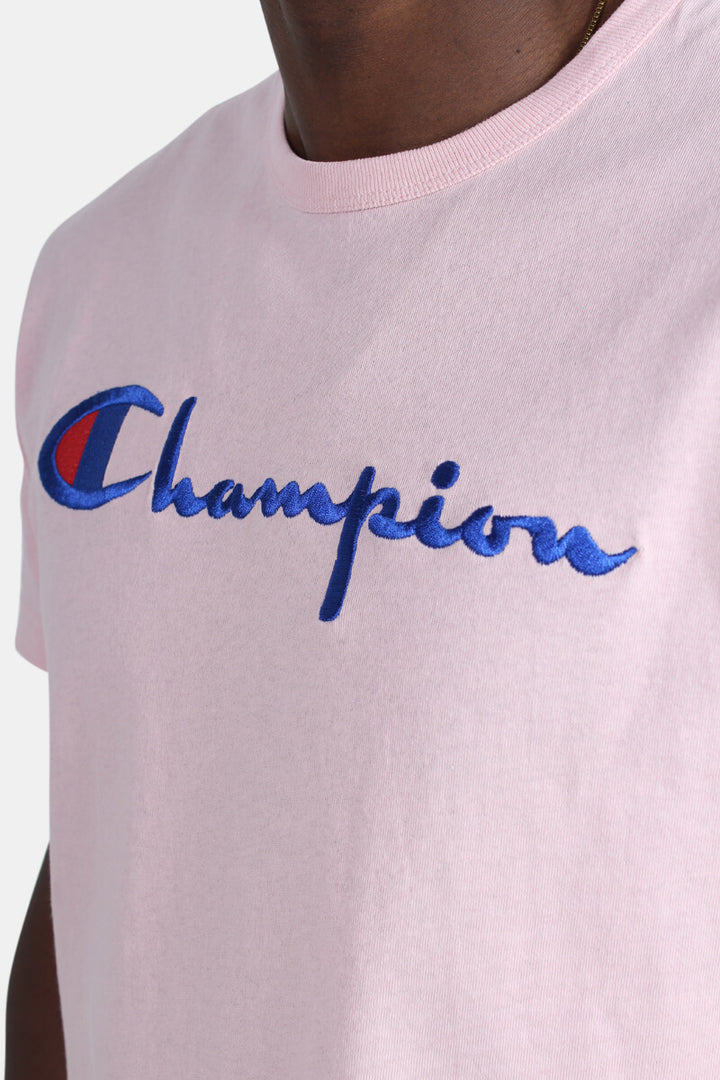 Champion Embroidered Big Script T-Shirt Pink - Hype Vault 