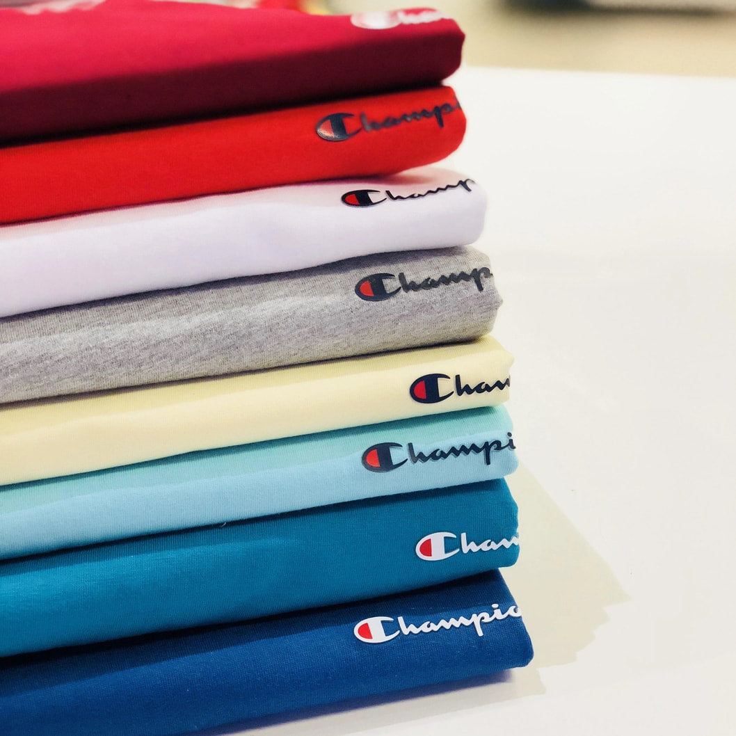 Champion reverse weave clearance small script logo tee