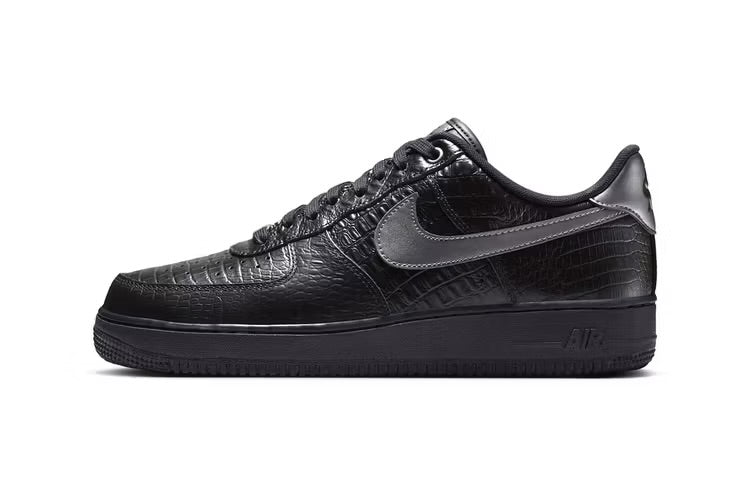 Nike Elevates the Air Force 1 Low “Triple Black Croc” with Premium Croc-Textured Details.