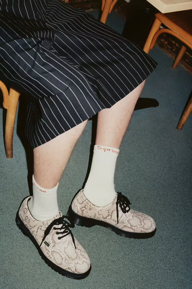 Special delivery: Supreme and Dr. Martens introduced the “Postal Supreme” 4-Eye Shoe for everyday use.