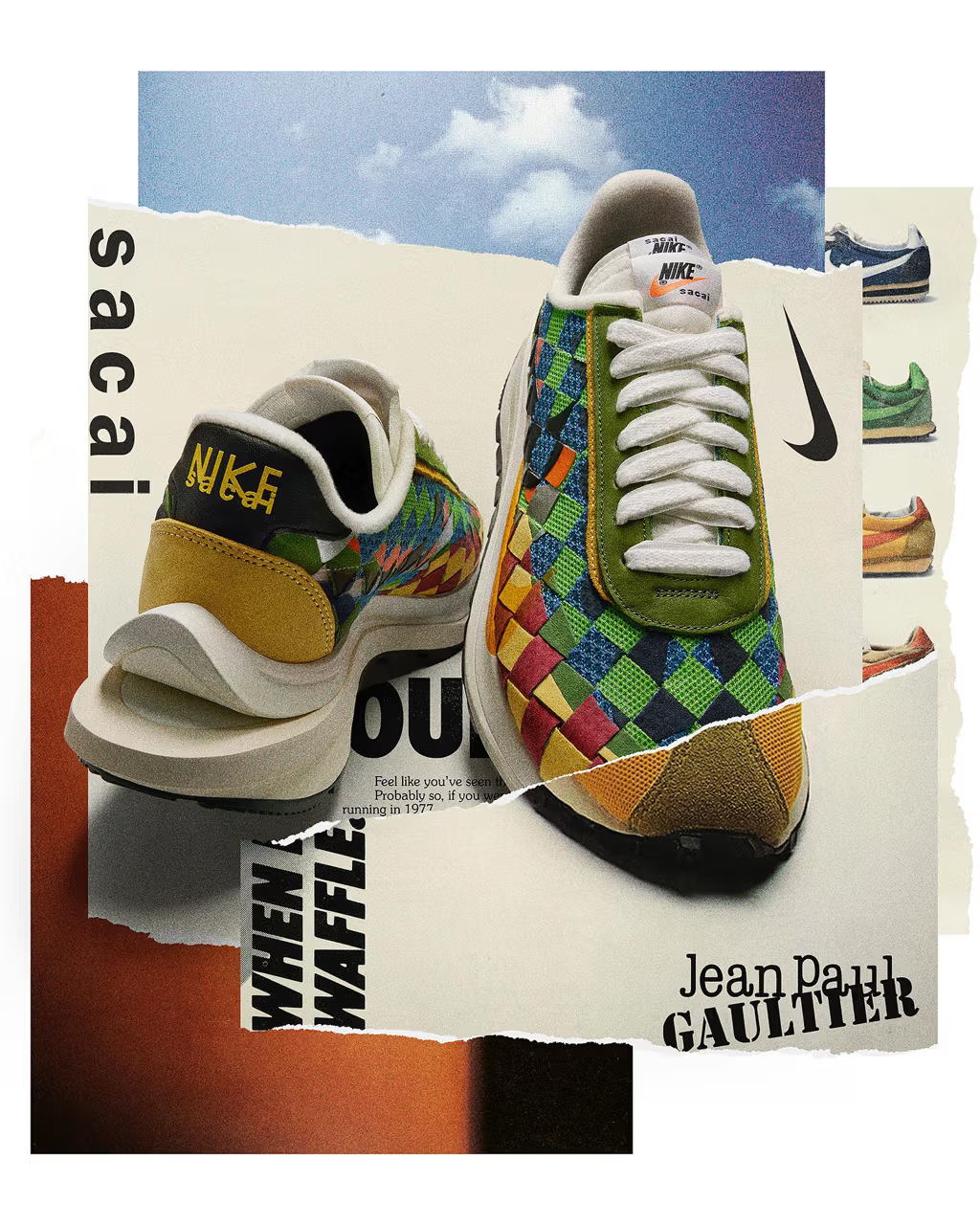 Jean Paul Gaultier, sacai, and Nike are set to release a second iteration of the double-stacked Waffles.