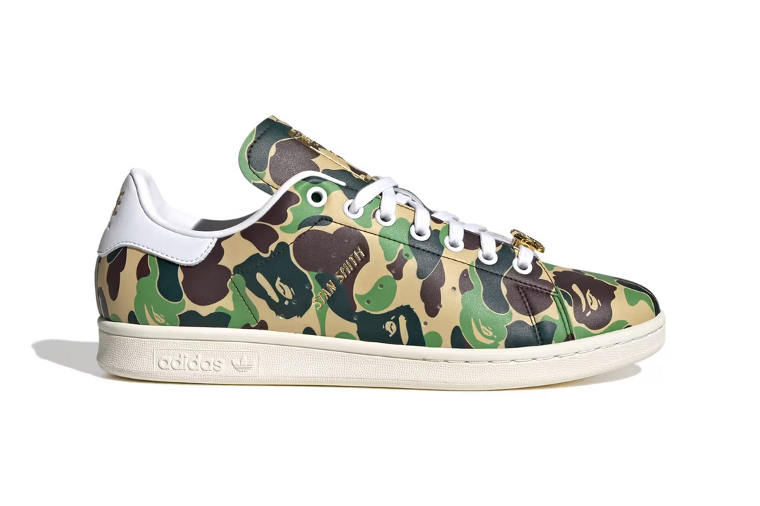 BAPE introduces its signature camo pattern to the adidas Stan Smith silhouette.