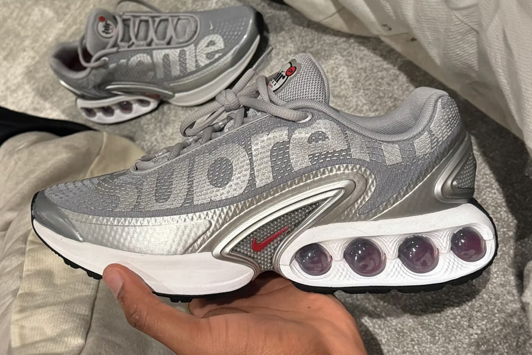 Clint419 hints at the upcoming release of the Supreme x Nike Air Max Dn "Silver Bullet."