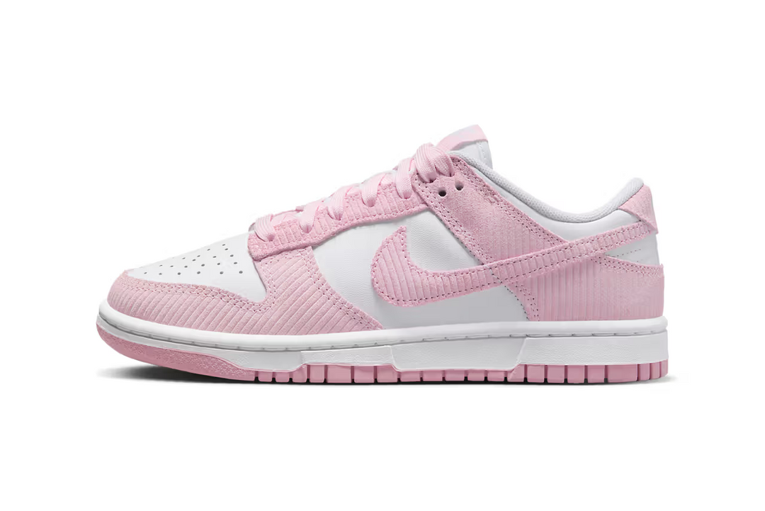This Dunk Low is covered in 'Pink Corduroy'