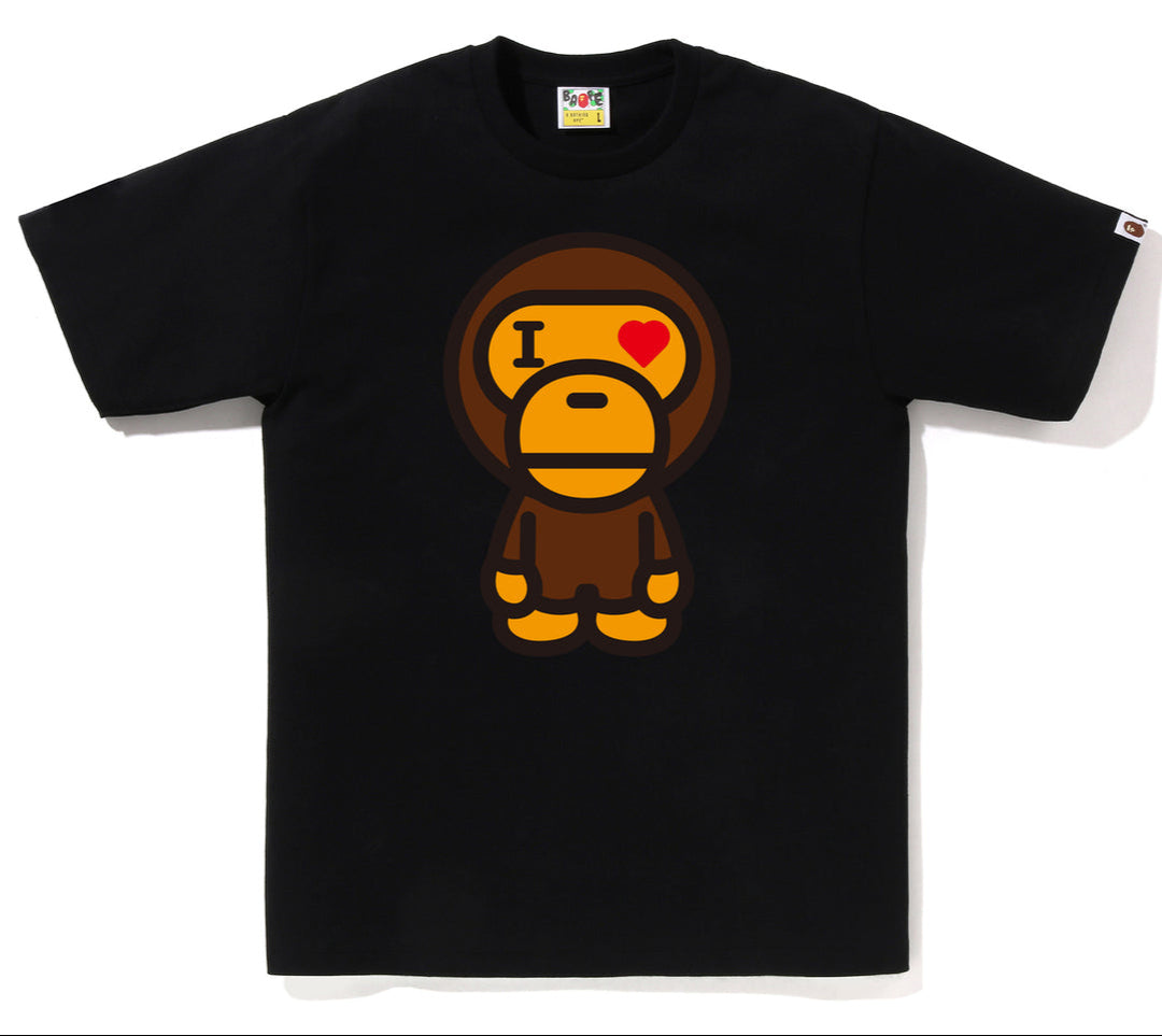BAPE Heart Baby Milo Tee Black | Hype Vault
