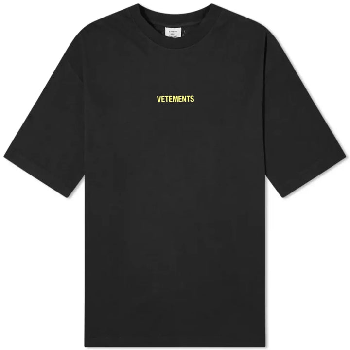 Vetements Black Neon Yellow Logo Label T-Shirt  | Hype Vault Kuala Lumpur