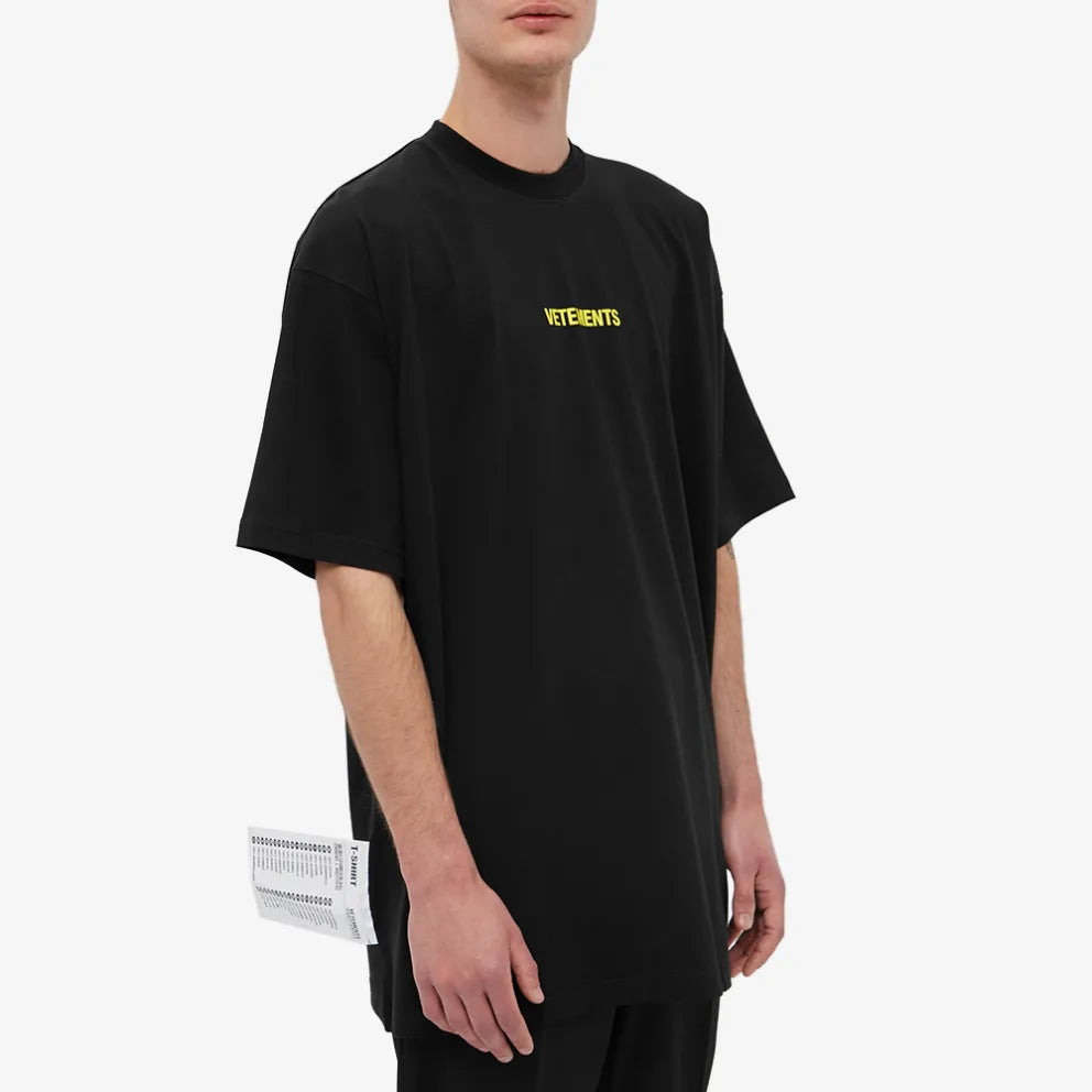 Vetements Black Neon Yellow Logo Label T-Shirt  | Hype Vault Kuala Lumpur