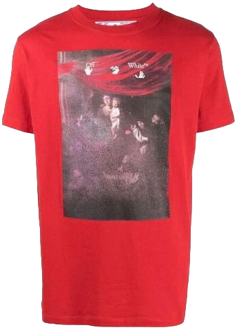 Off-White Caravaggio-Print Arrow Red T-Shirt | Hype Vault Kuala Lumpur