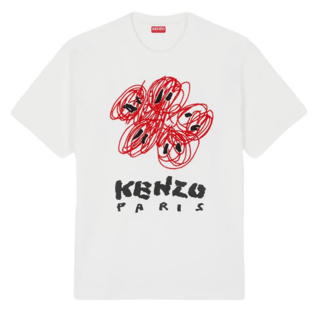 Kenzo Drawn Varsity Embroidered T-Shirt White | Hype Vault