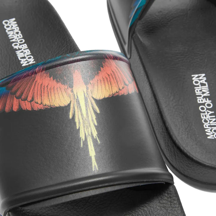 Marcelo Burlon Icon Wing Slide Black & Red | Hype Vault Kuala Lumpur