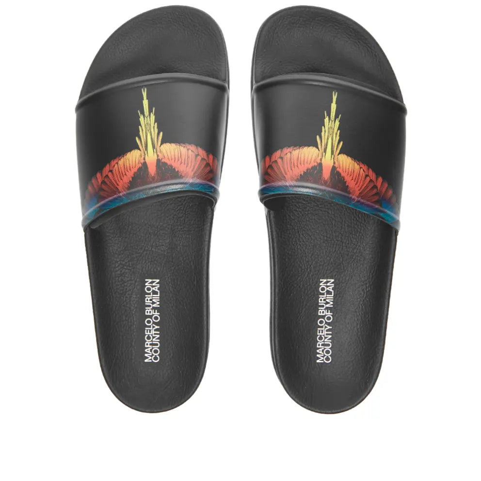 Marcelo Burlon Icon Wing Slide Black & Red | Hype Vault Kuala Lumpur