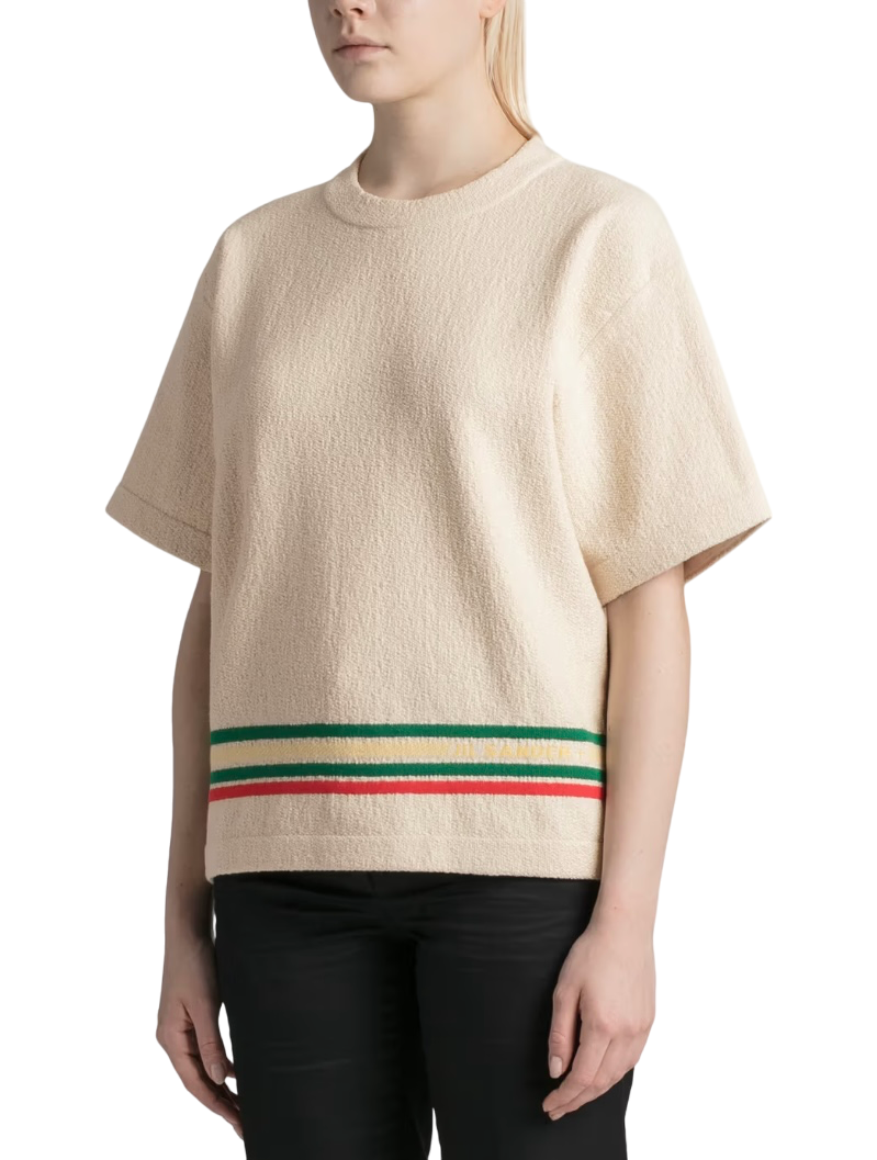 Jil Sander Stripe-Print Colored T-Shirt Beige