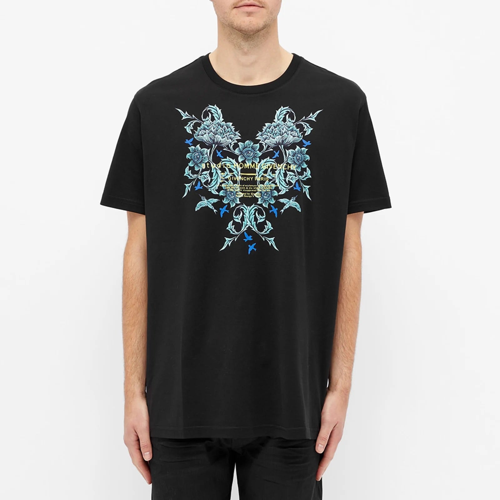 Givenchy Studio Homme Floral Printed T-Shirt Black Regular Givenchy Studio Homme Floral Printed T-Shirt Black Regular