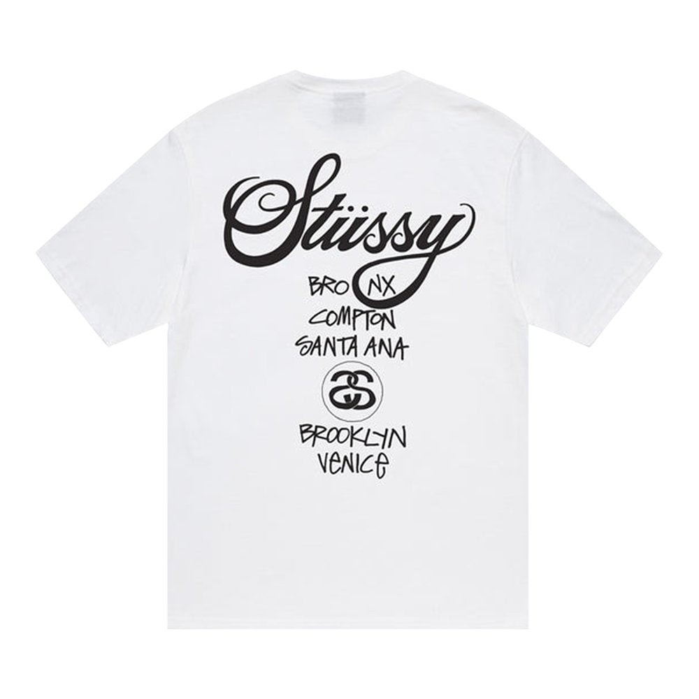 Stussy World Tour Tee White | Hype Vault Kuala Lumpur | Asia's Top Trusted High-End Sneakers and Streetwear Store | Guaranteed 100% authentic