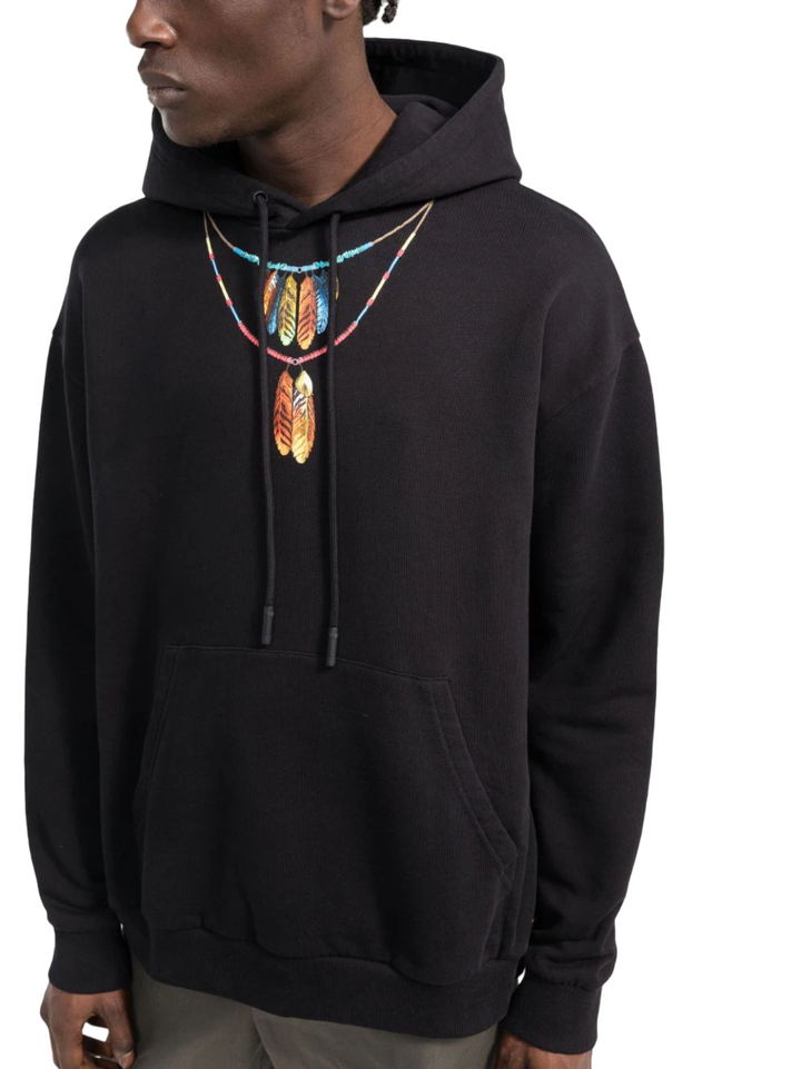 Marcelo Burlon Feathers Necklace Over Hoodie Black Red | Hype Vault Kuala Lumpur 