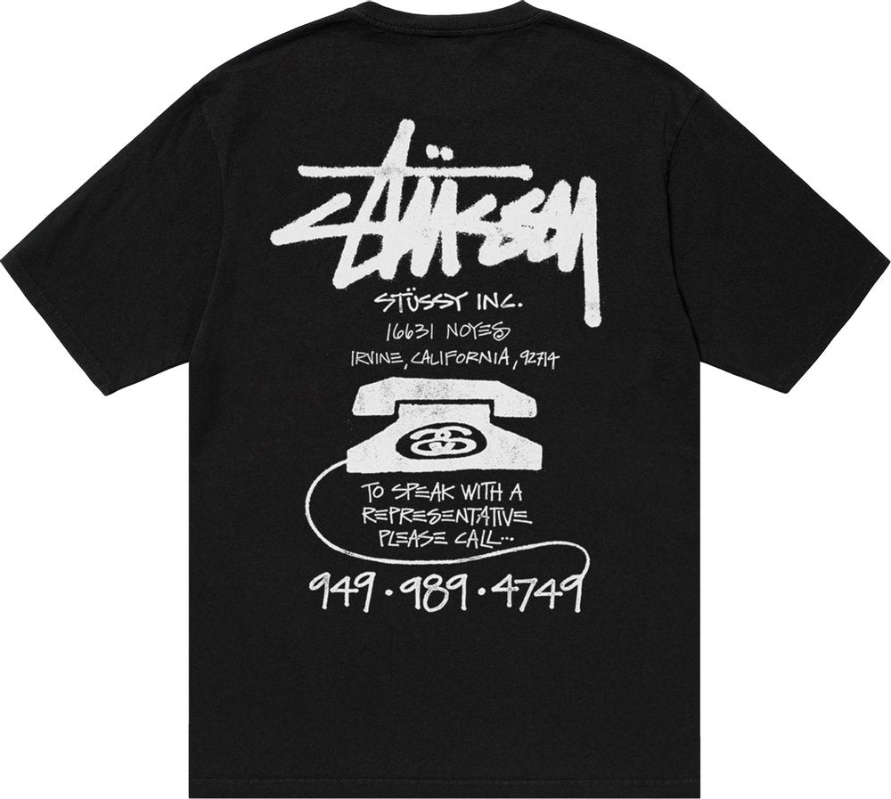 Stussy Old Phone Pigment Dyed Tee Black | Hype Vault Kuala Lumpur | Asia's Top Trusted High-End Sneakers and Streetwear Store | Guaranteed 100% authentic