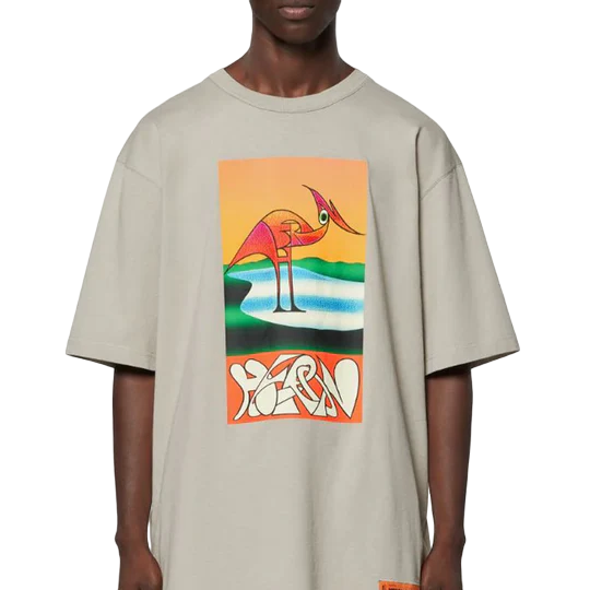 Heron Preston Heron Abstract Oversized T-Shirt Grey Orange | Hype Vault Kuala Lumpur 